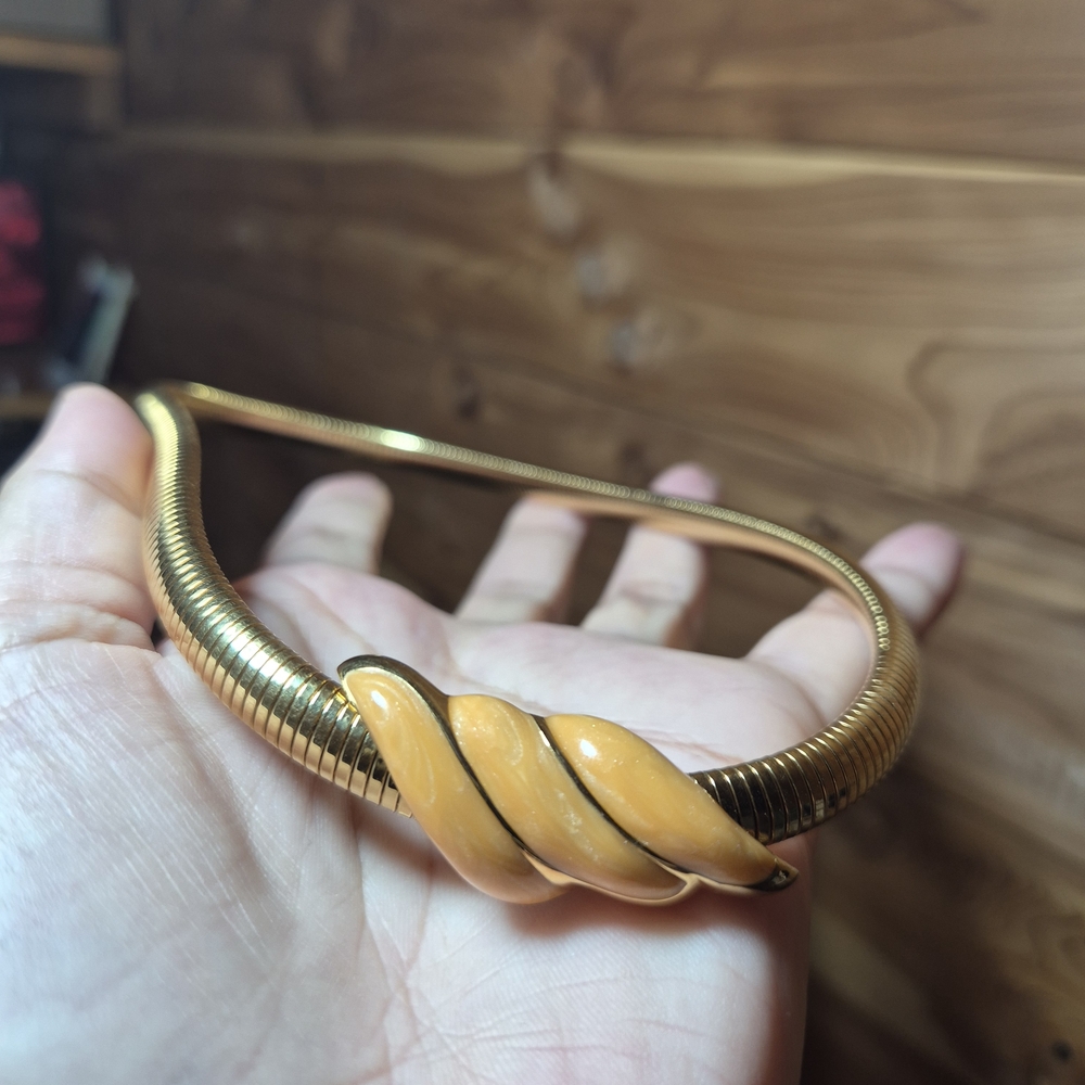 Monet Enamel Tan Twist Omega Necklace